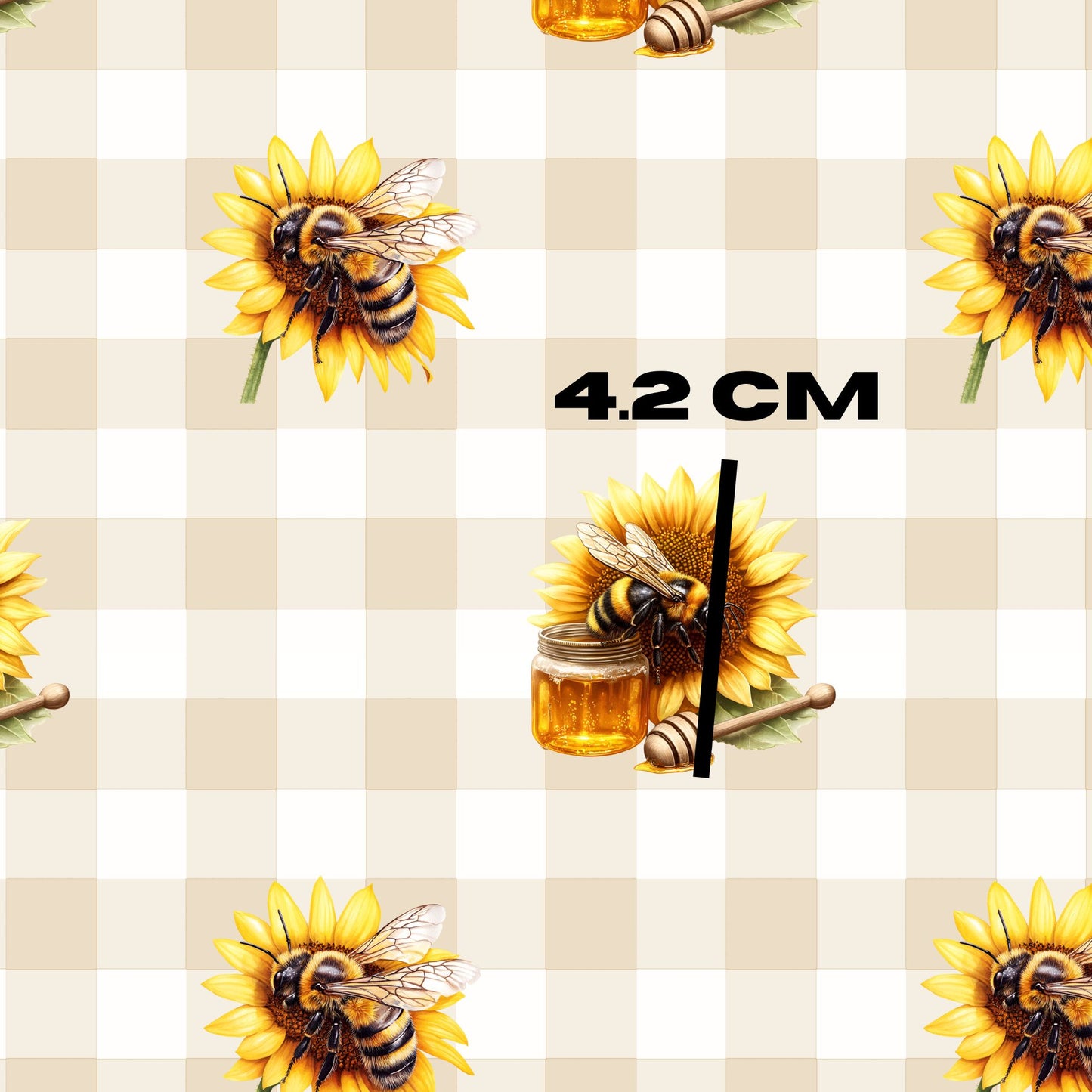 Bees on Neutral Gingham Walandella