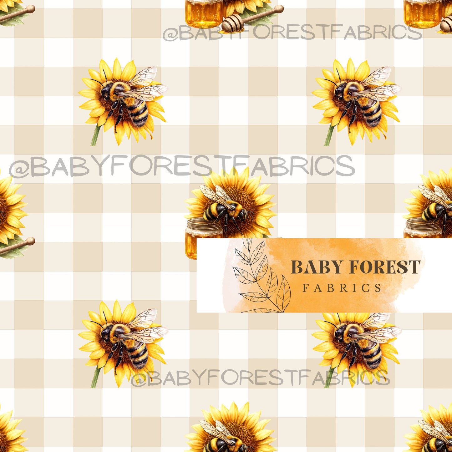 Bees on Neutral Gingham Walandella
