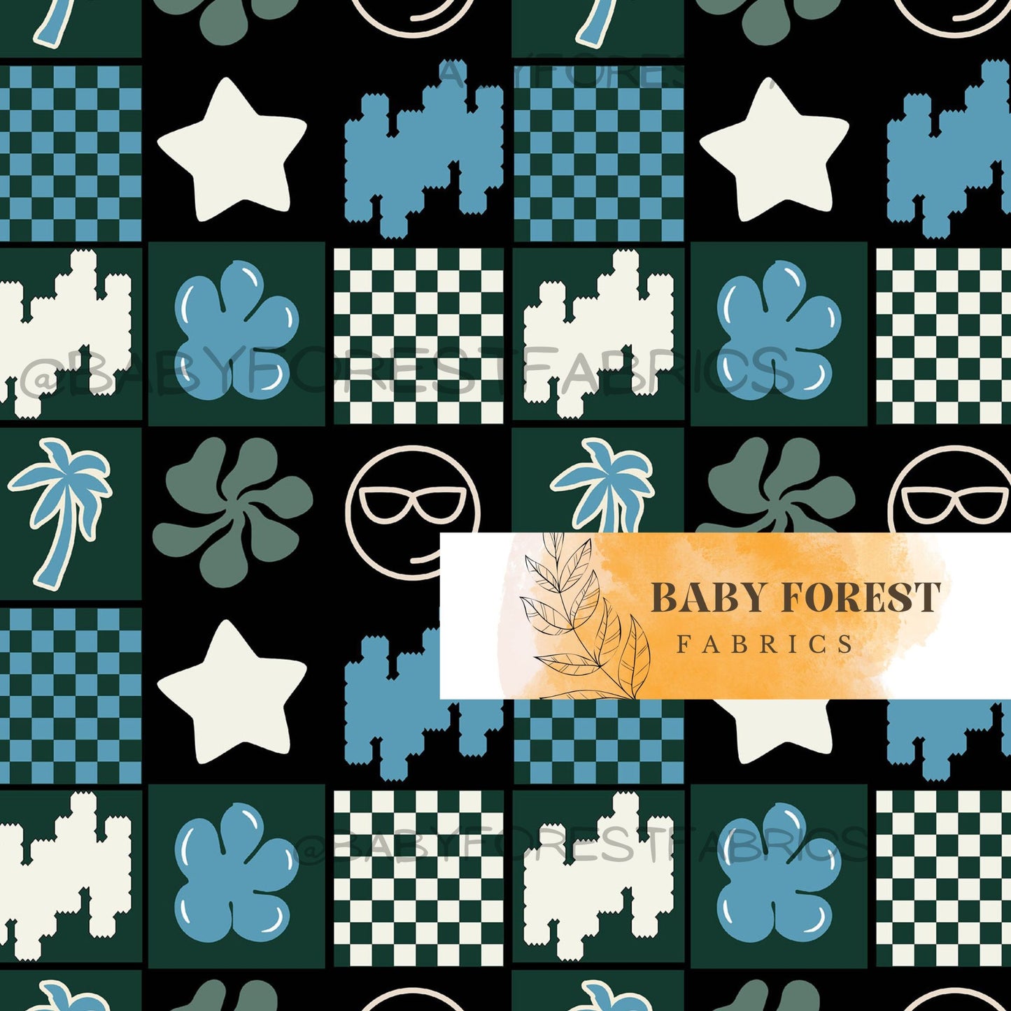 funky dark green checks