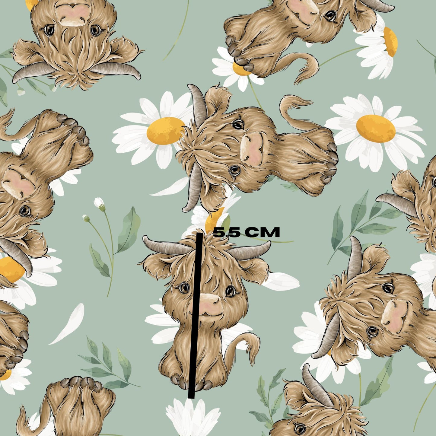 Sage floral cow