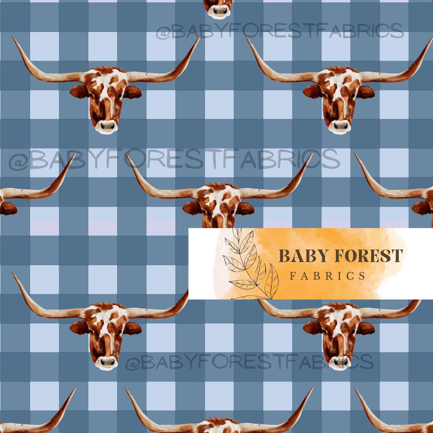 Longhorn On Gingham Navy Wallandella
