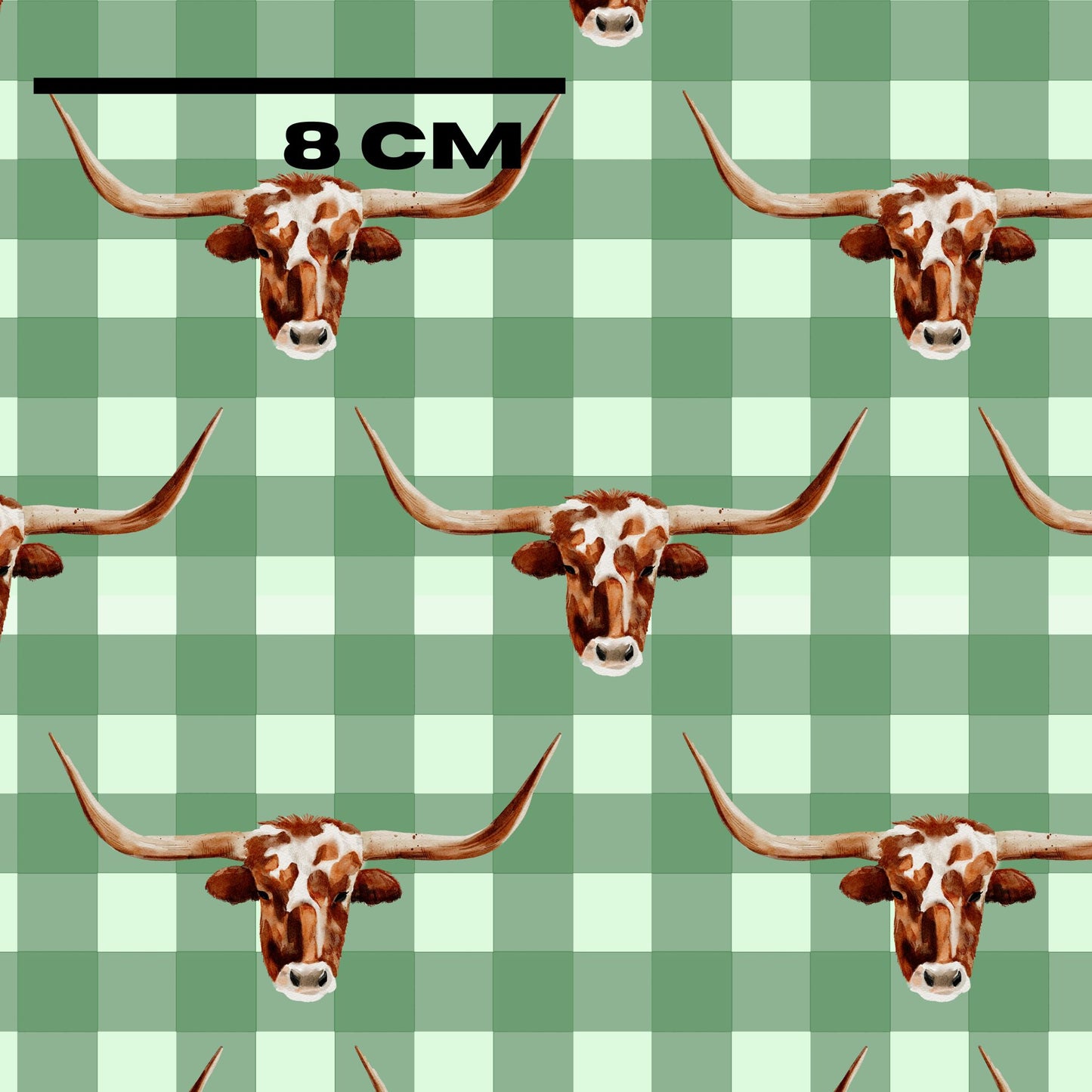 Longhorn On Gingham Green Wallandella