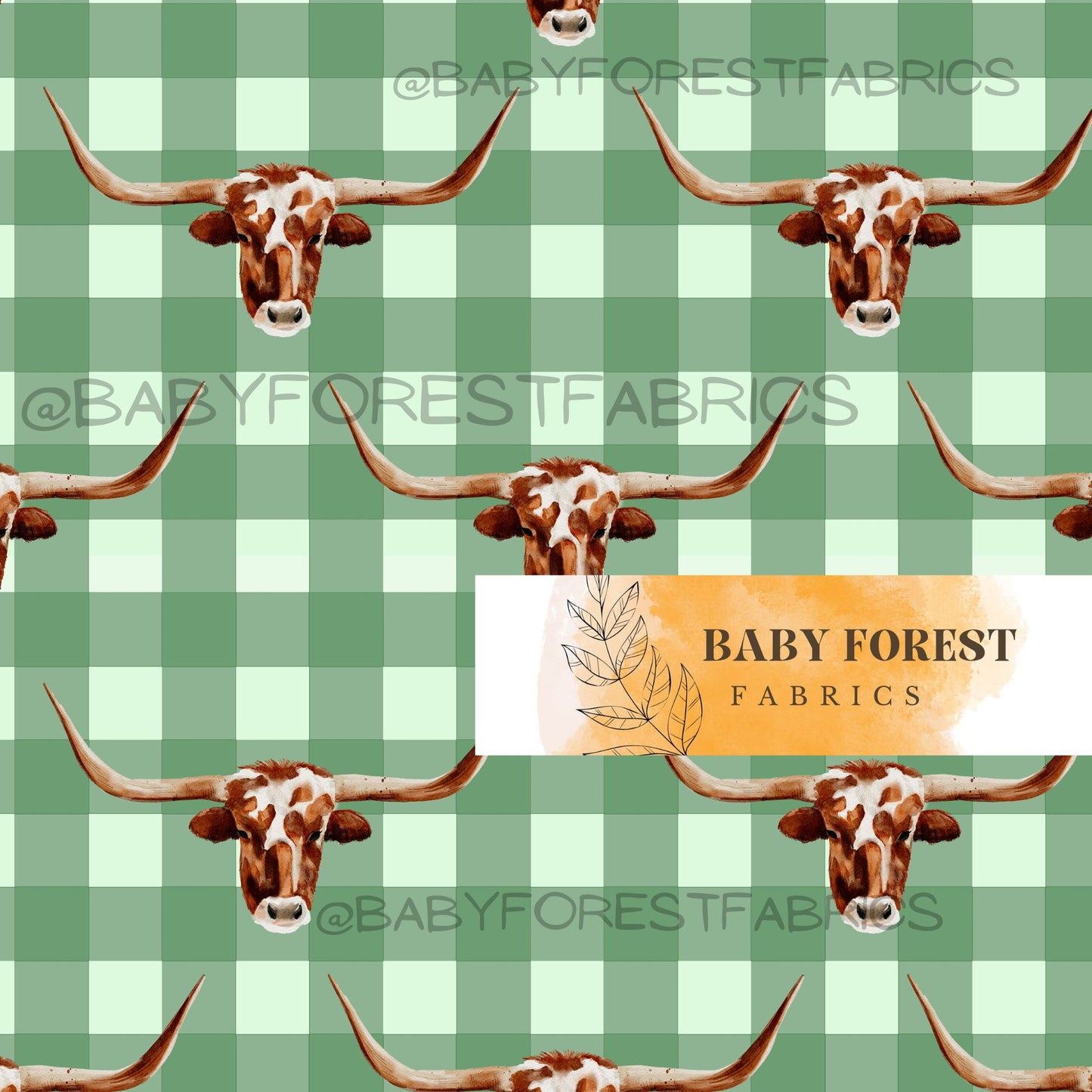 Longhorn On Gingham Green Wallandella
