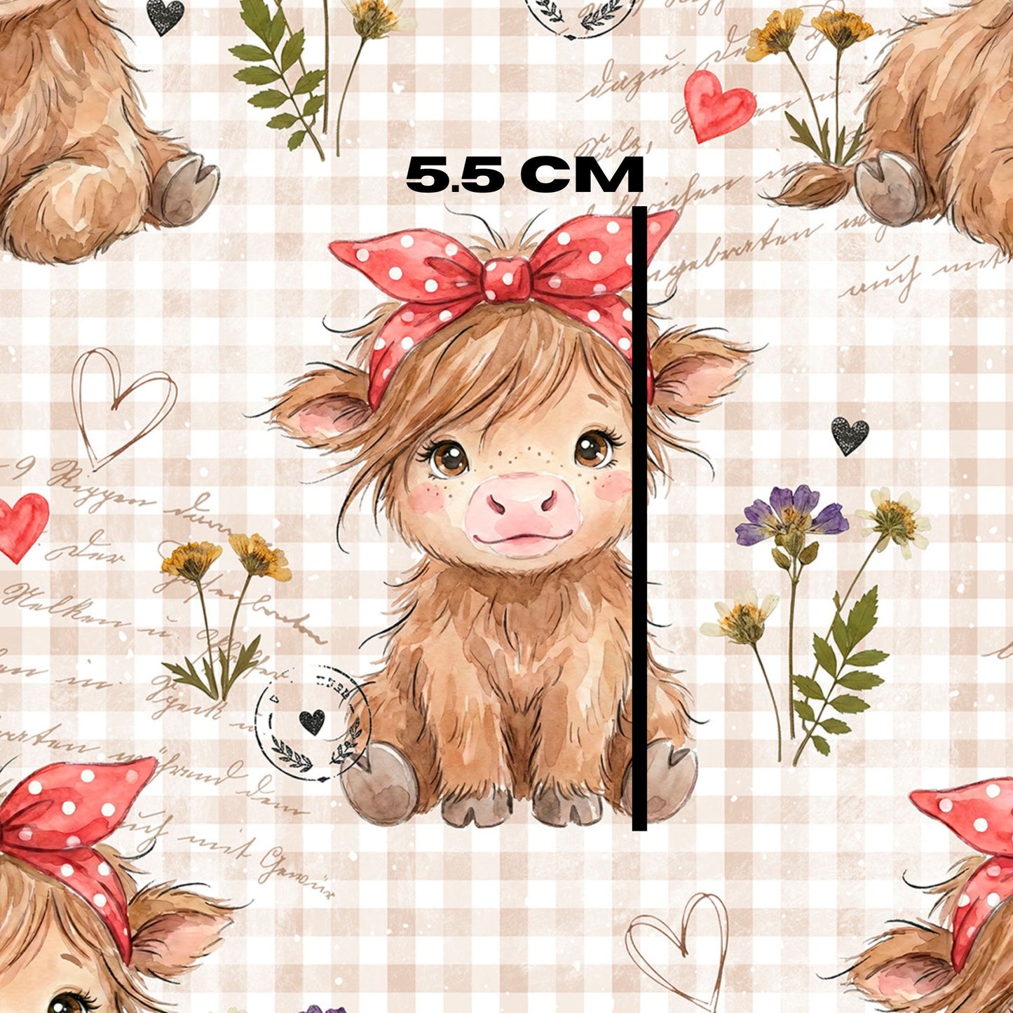 Vintage cow on gingham