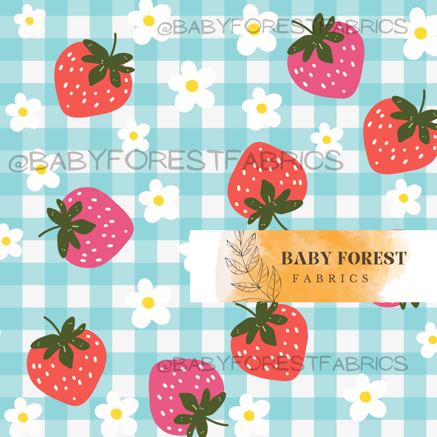 Blue strawberry gingham