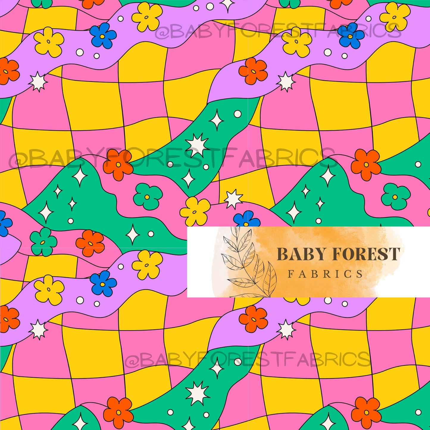 Fun pink yellow retro check