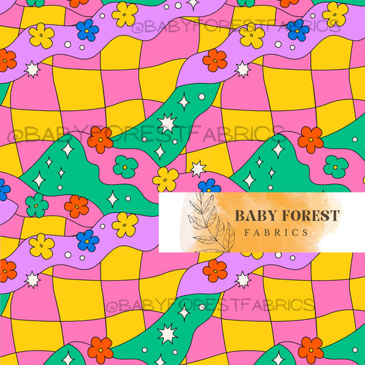 Fun pink yellow retro check