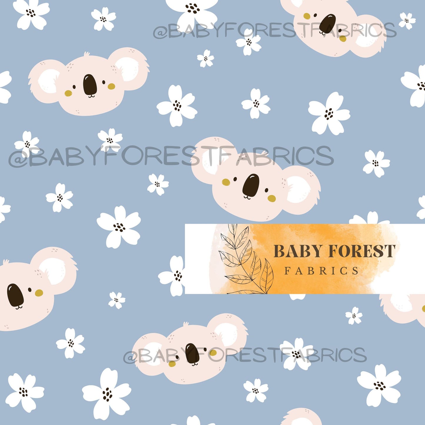 Blue floral koala heads