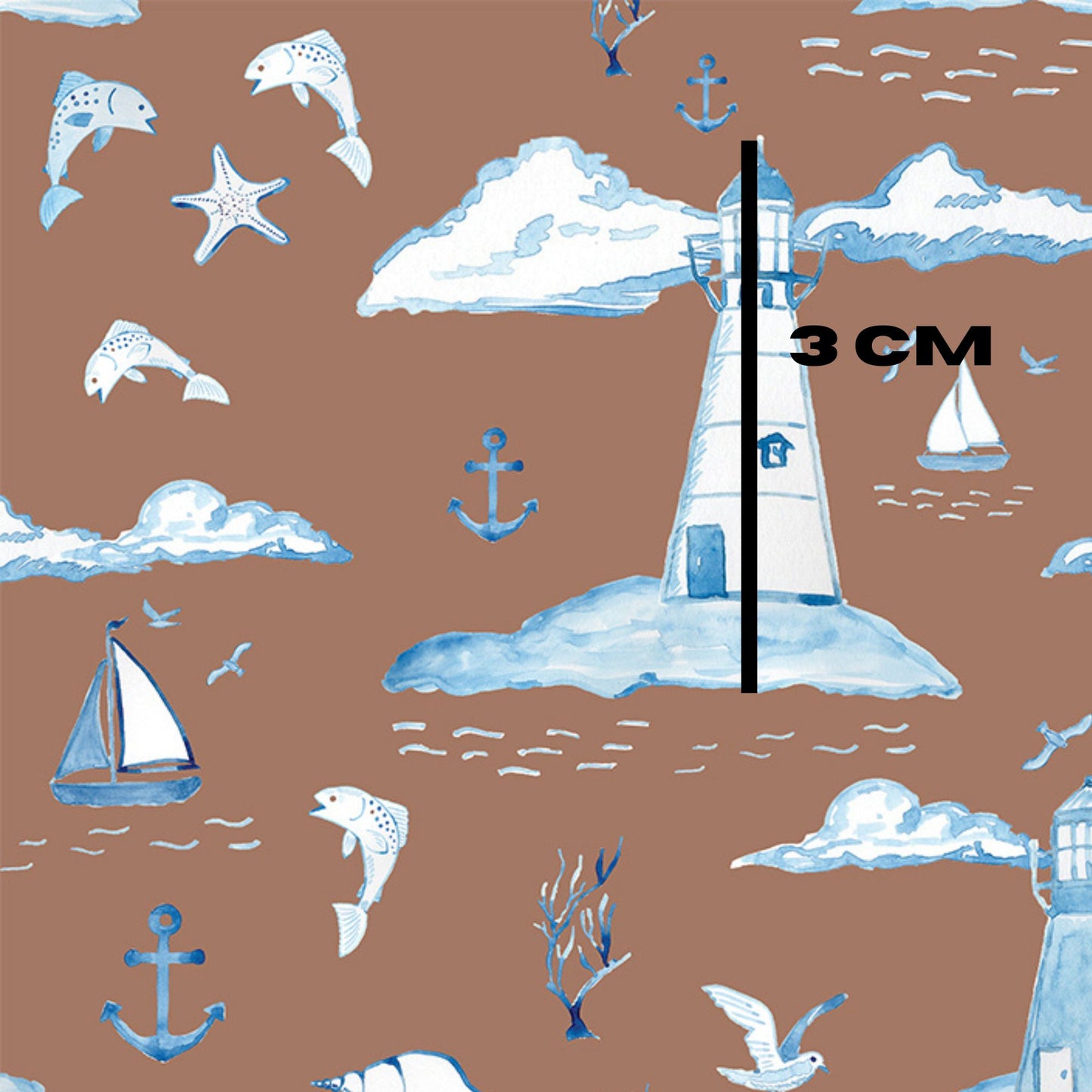 Nautical toile de jouy mocha mouse