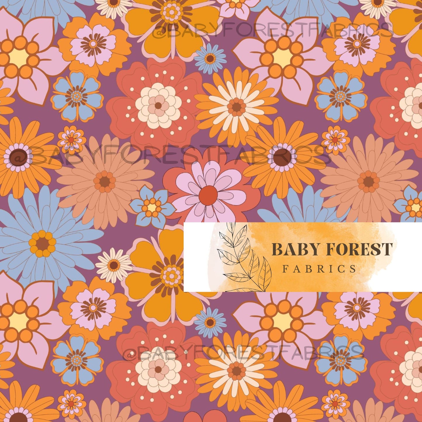 Purple gold floral retro