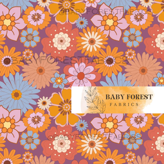 Purple gold floral retro