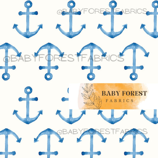 Nautical anchor blue on white by Missy