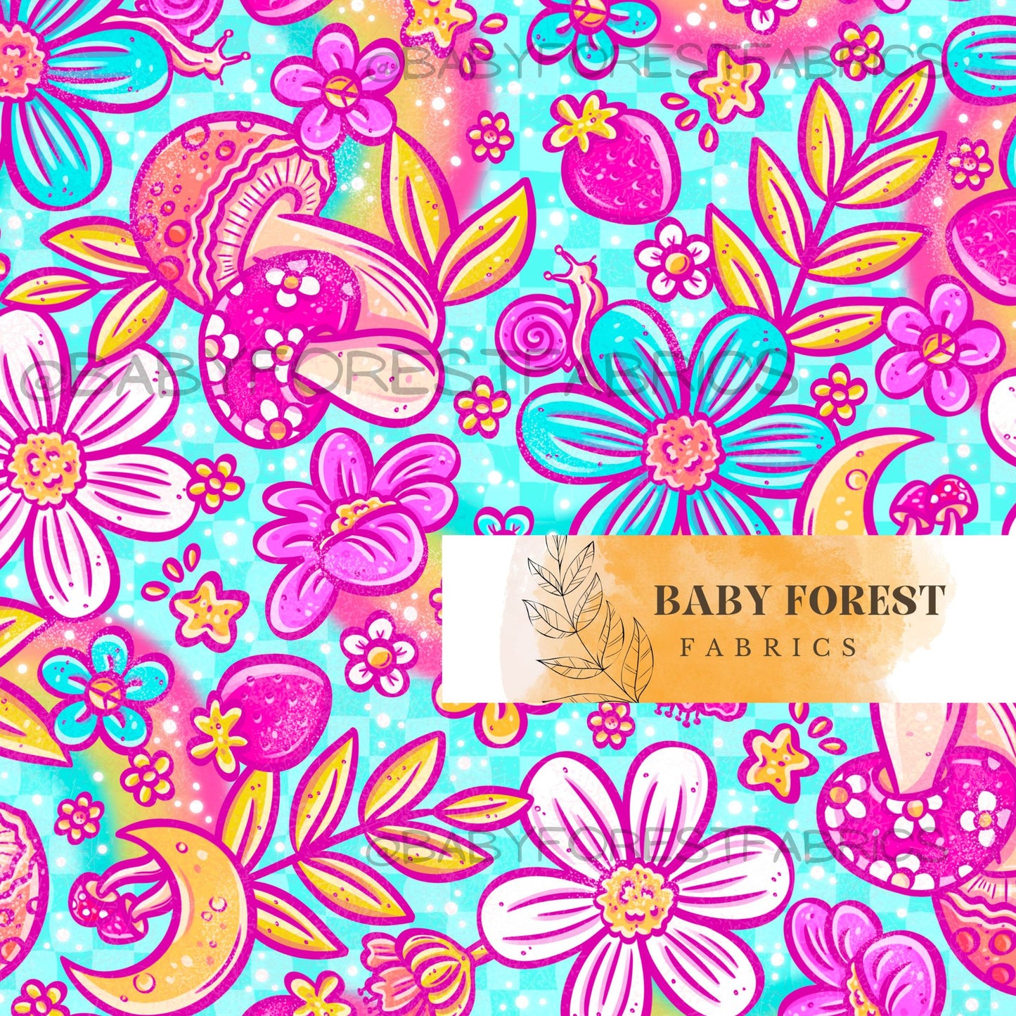 Rainbow florals blue