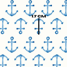 Load image into Gallery viewer, Nautical anchor blue on white by Missy
