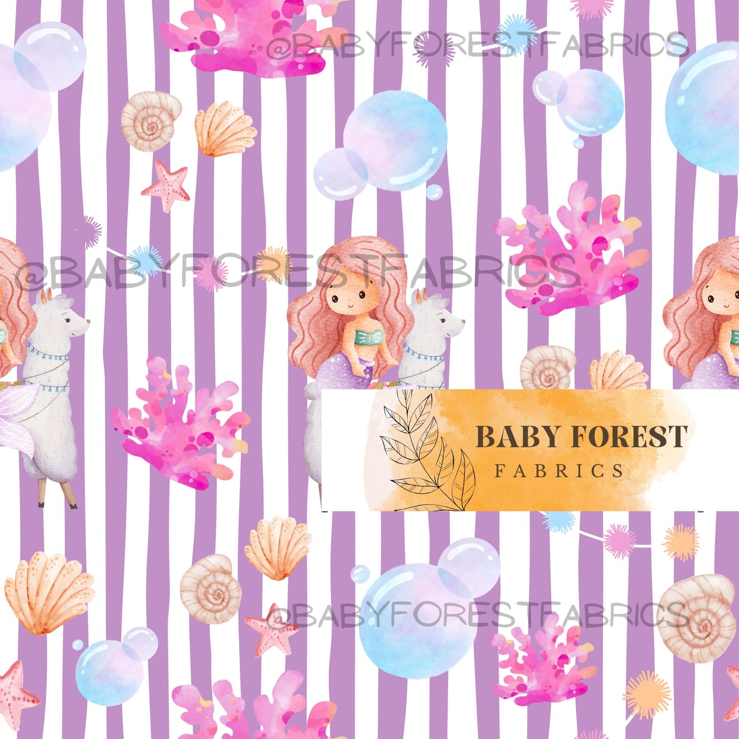 Mermaids & llamas purple