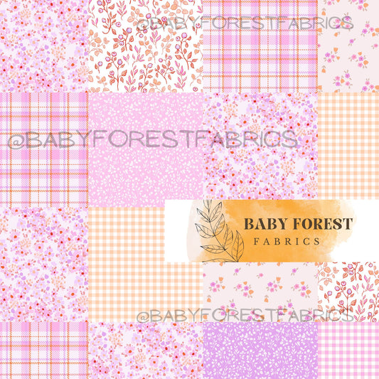 pink lilac peach patchwork