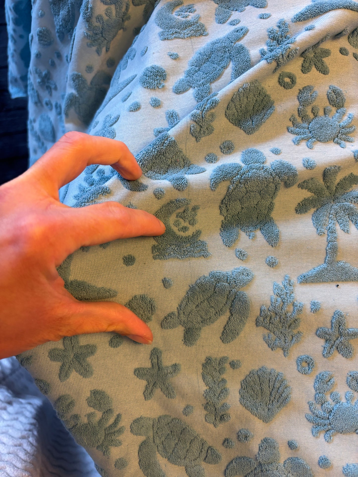 Baby Forest fabrics own sea life -Jacquard cotton terry towel fabric retail