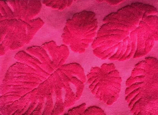 Hot pink leafs -Jacquard cotton terry towel fabric pre order