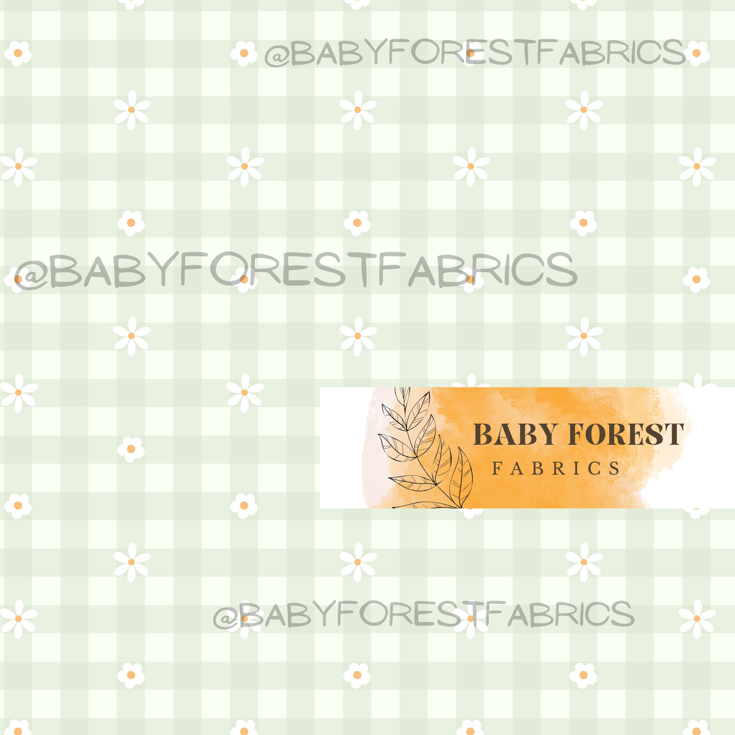 Whimsy daisy green gingham