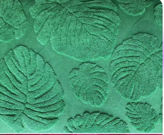 Green leafs -Jacquard cotton terry towel fabric pre order