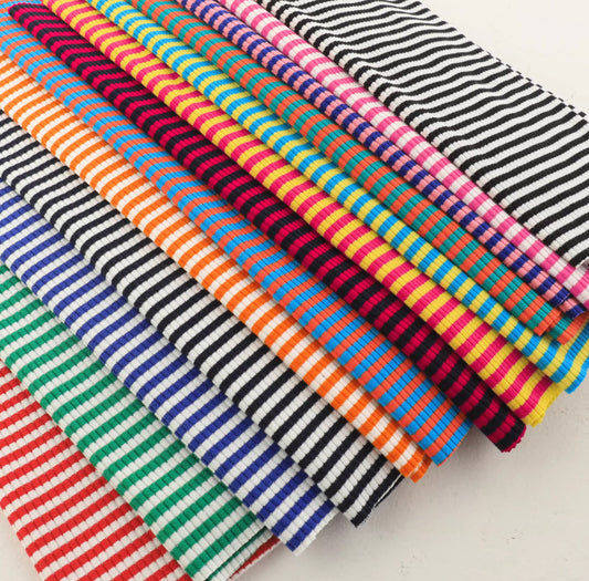 Cotton rainbow 4*3 rib knit fabric