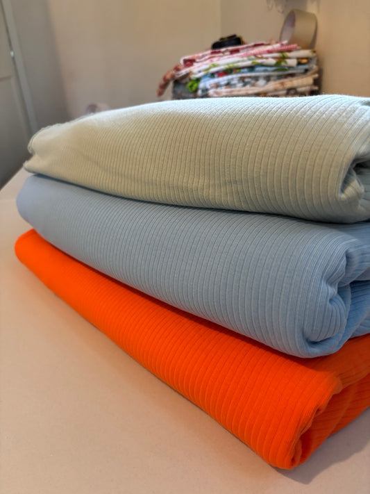 Solid cotton rib knit in stock