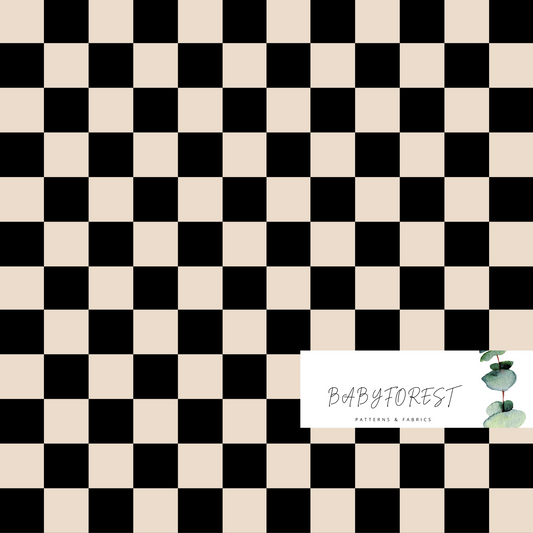 Black and Beige checks to Match Black smiley print