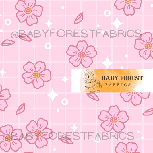 Pink floral grid
