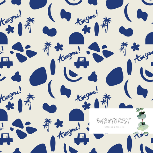 Blue abstracts jersey fabric