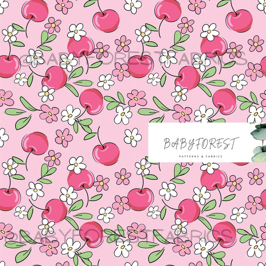 Floral cherry - remnant woven with small print error