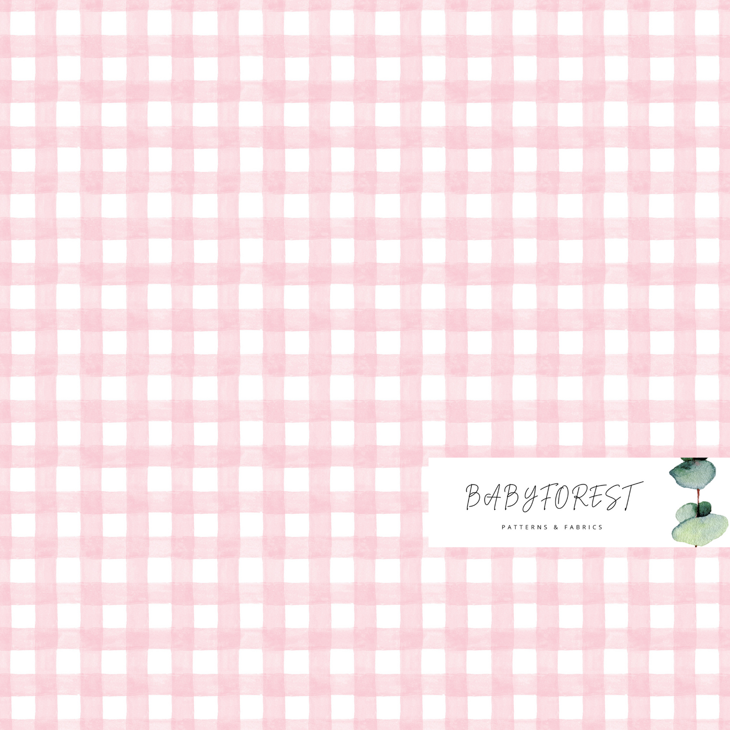 Pink gingham watercolour