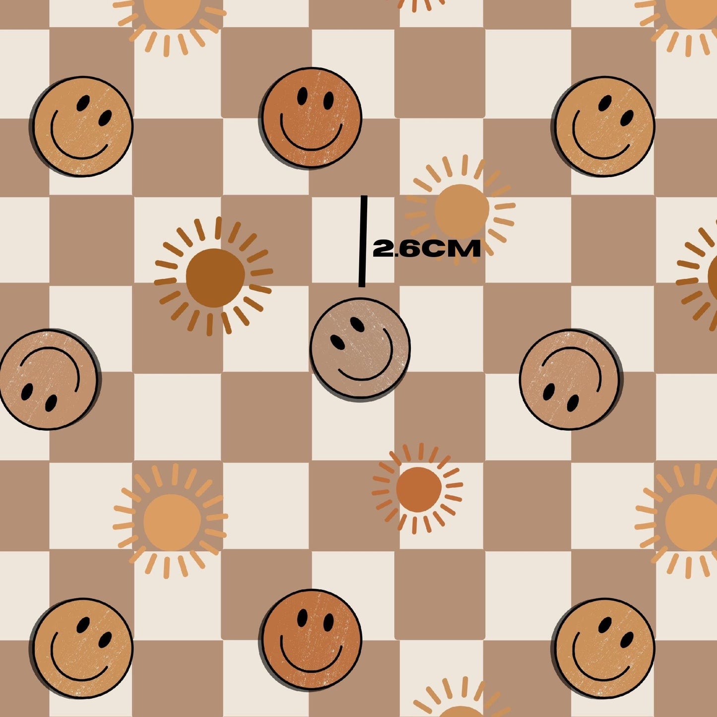 Rust and brown smiley checks