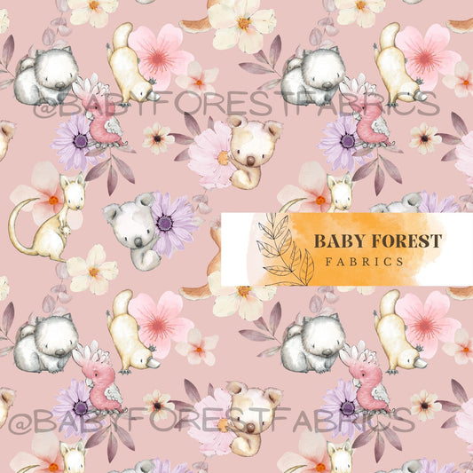 Dark pink floral koala