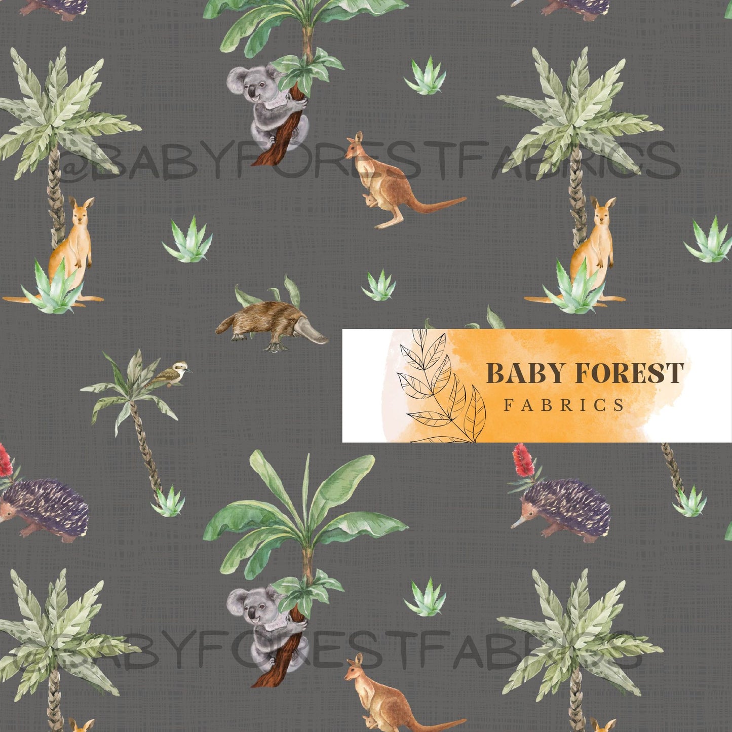 Australian animals on brown grey