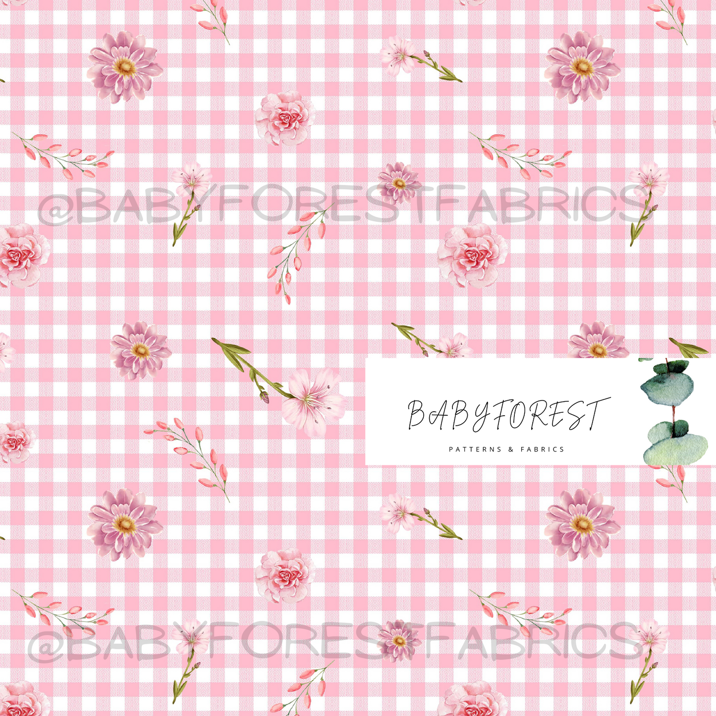 Pink Floral Gingham