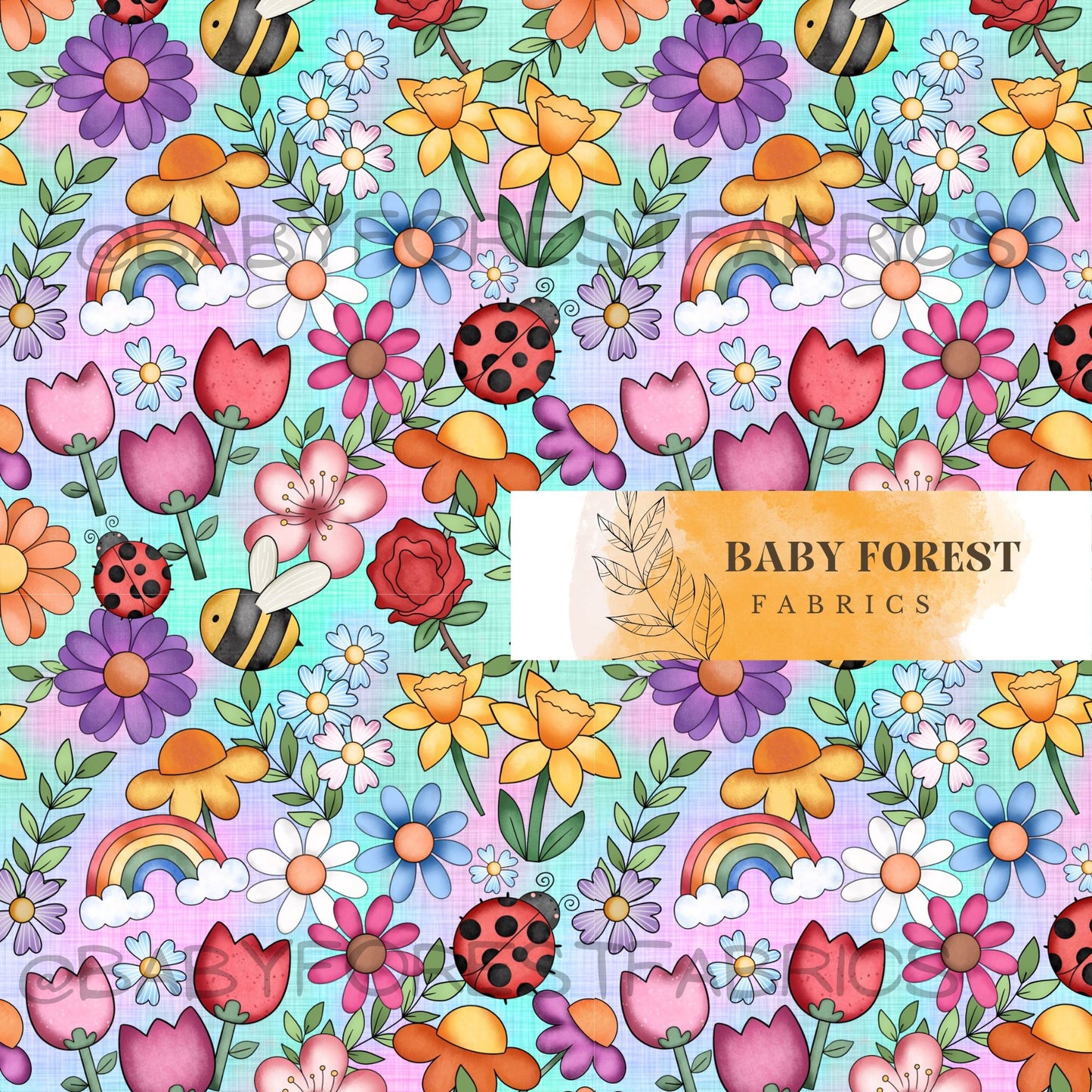 Green Pink Happy Floral