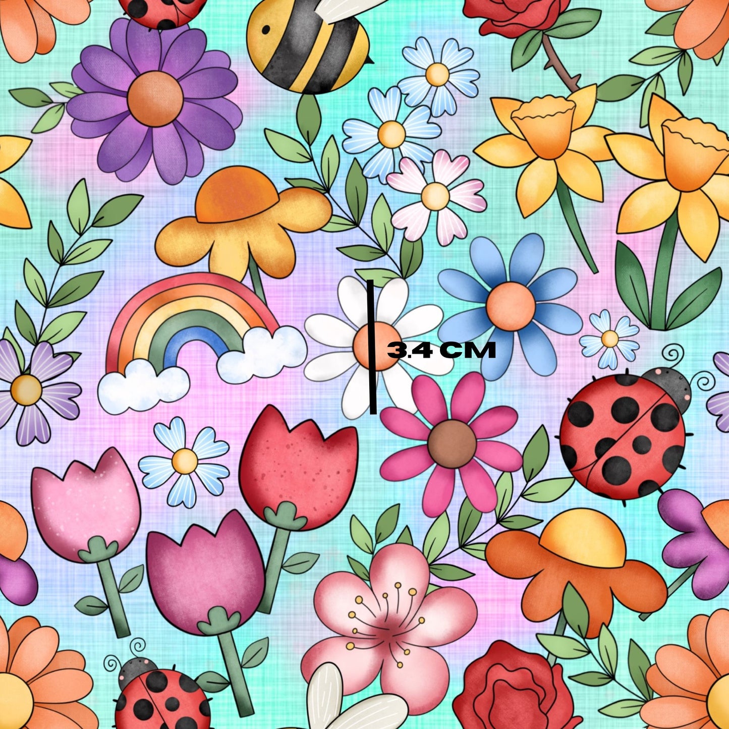 Green Pink Happy Floral