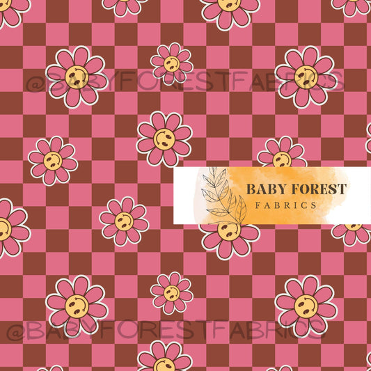 Pink Brown check smiley