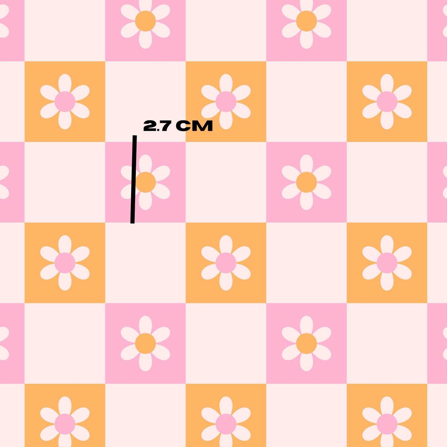 Pink and orange daisy checks