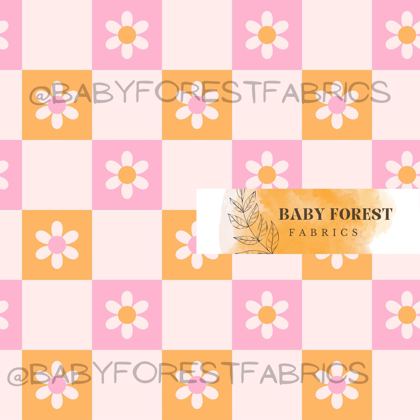 Pink and orange daisy checks