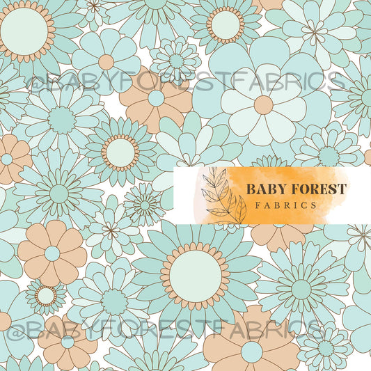 Retro blue flowers