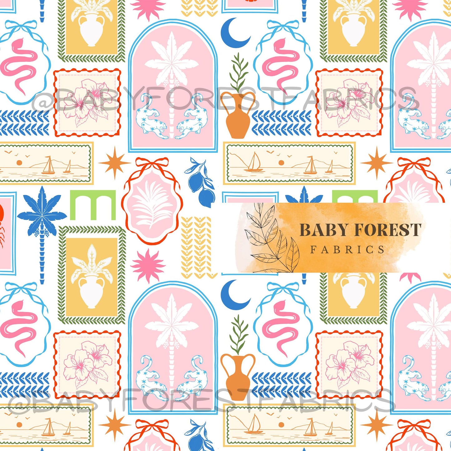 Pink tropical patchwork
