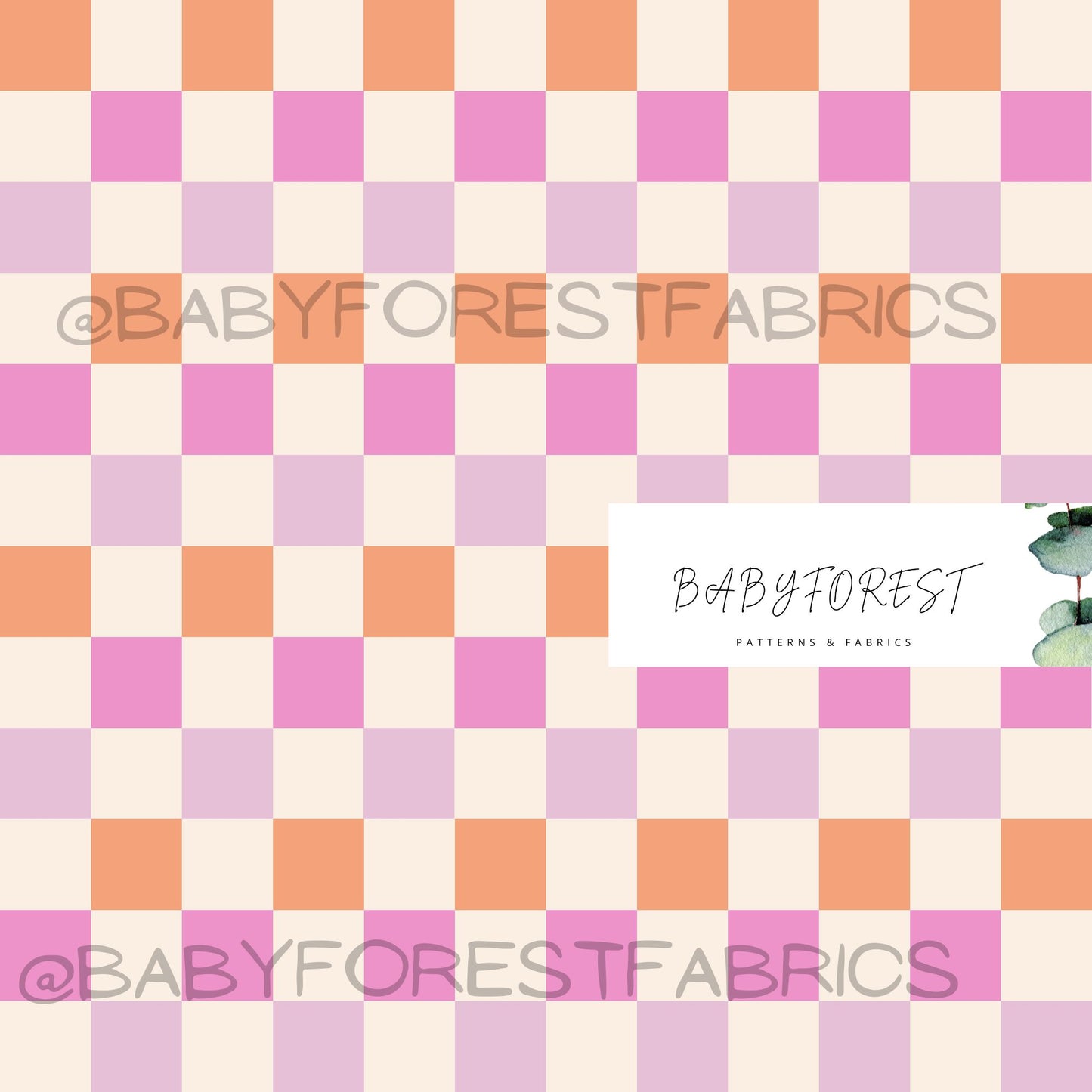 purple, peach and pink checks