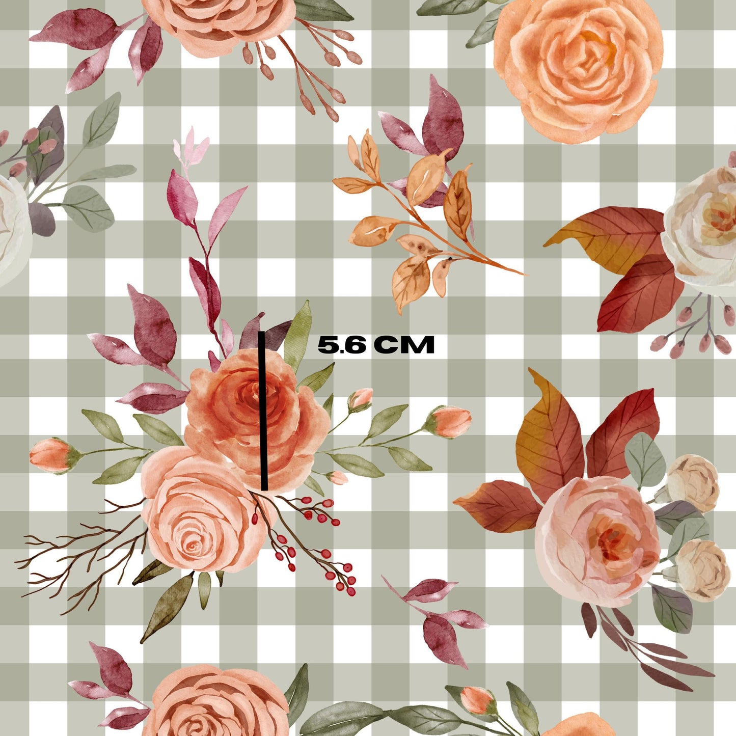 Rose on green gingham