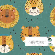 Load image into Gallery viewer, Safari Cats on Teal
