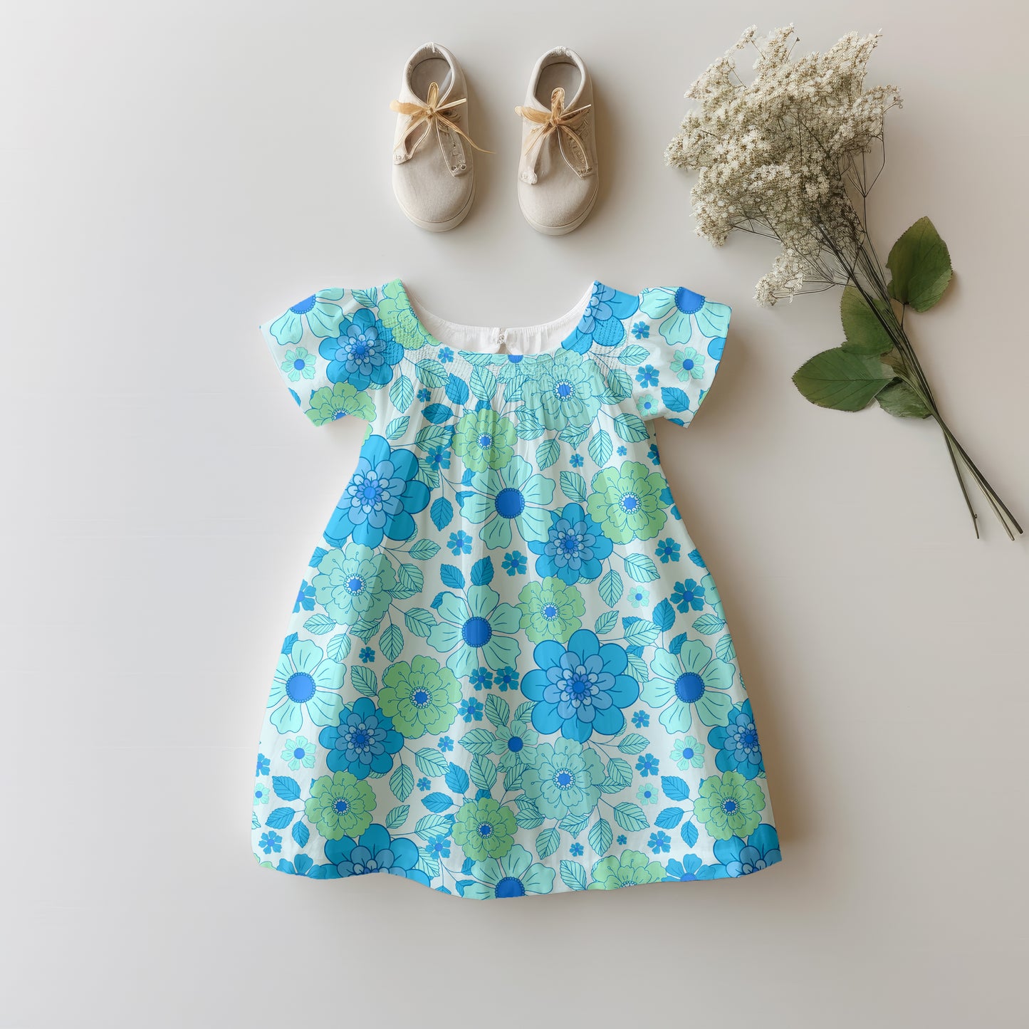 Bright blue florals