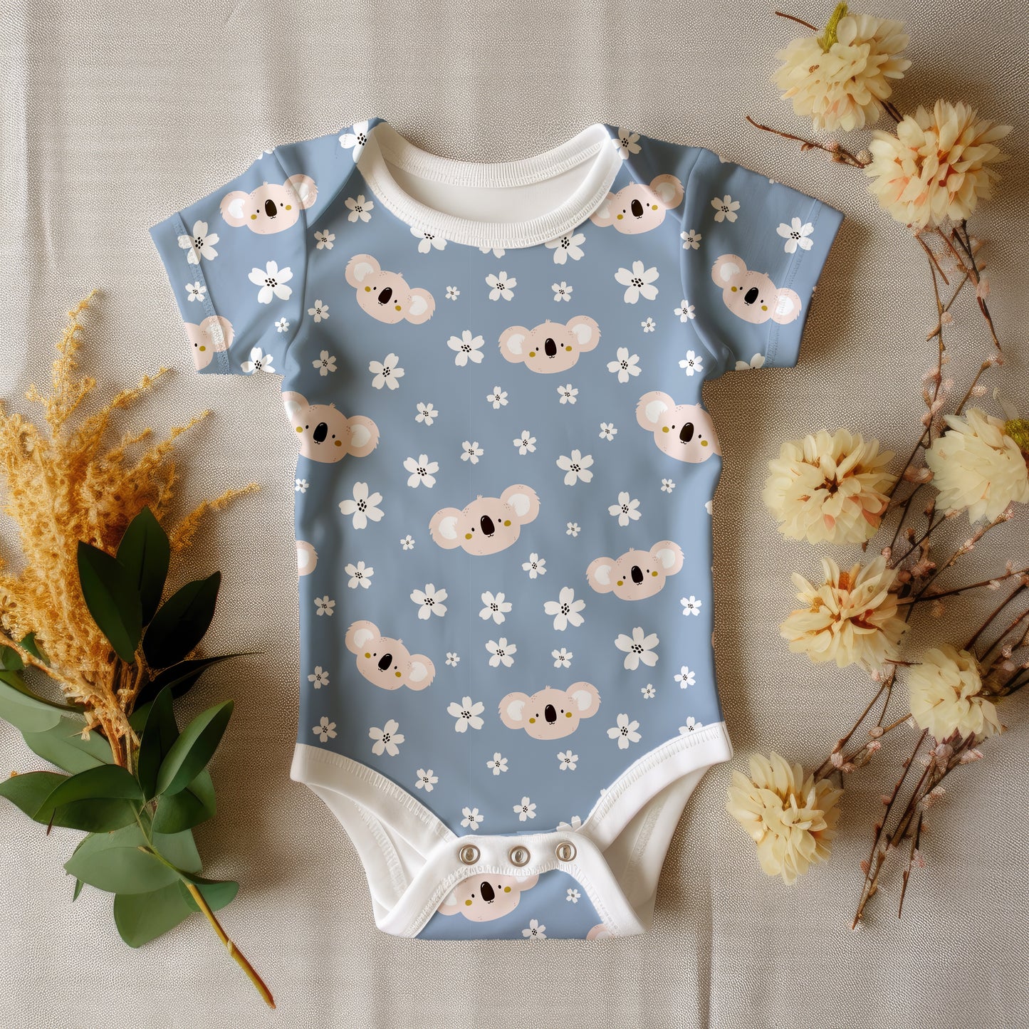 Blue floral koala heads