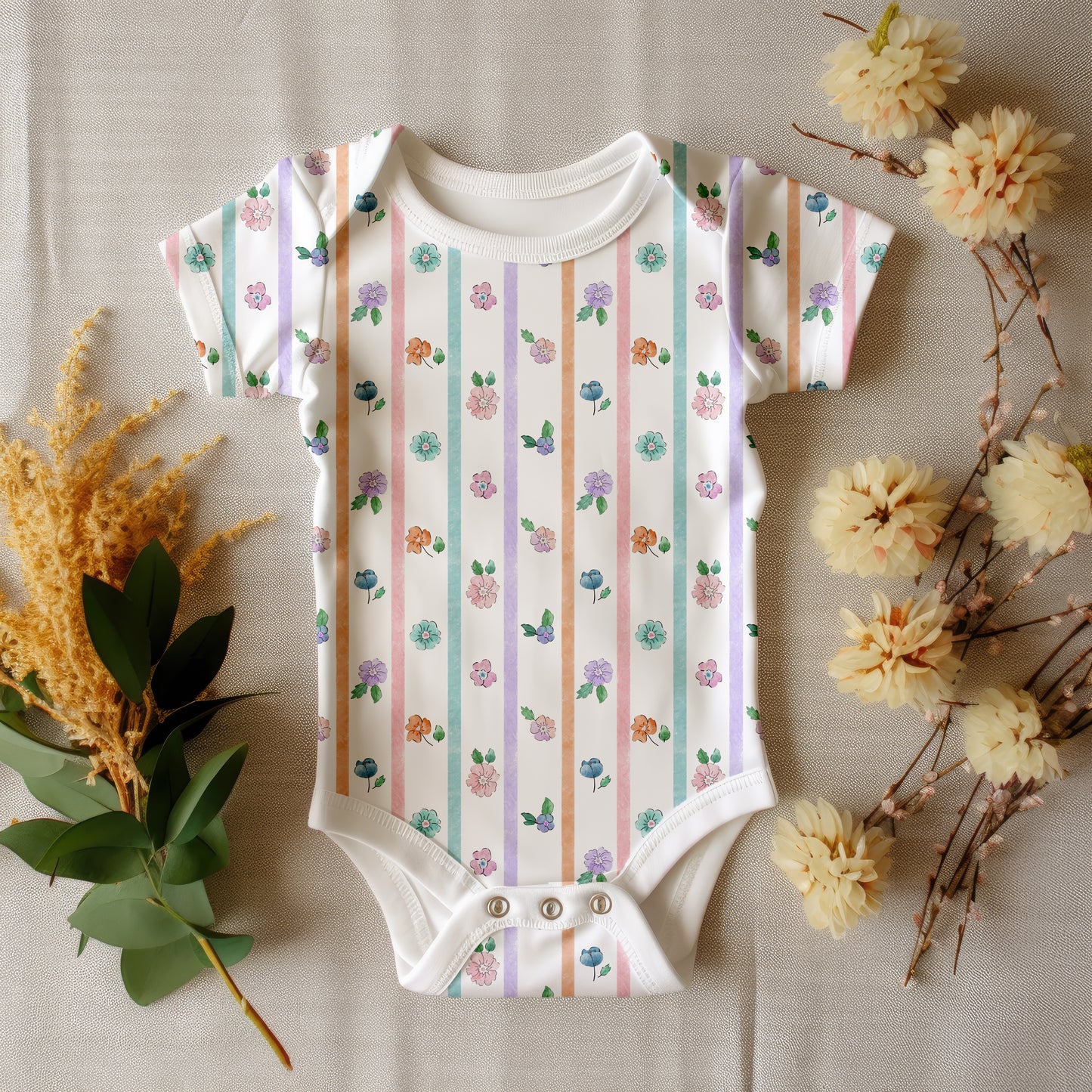 Delicate Floral Stripes