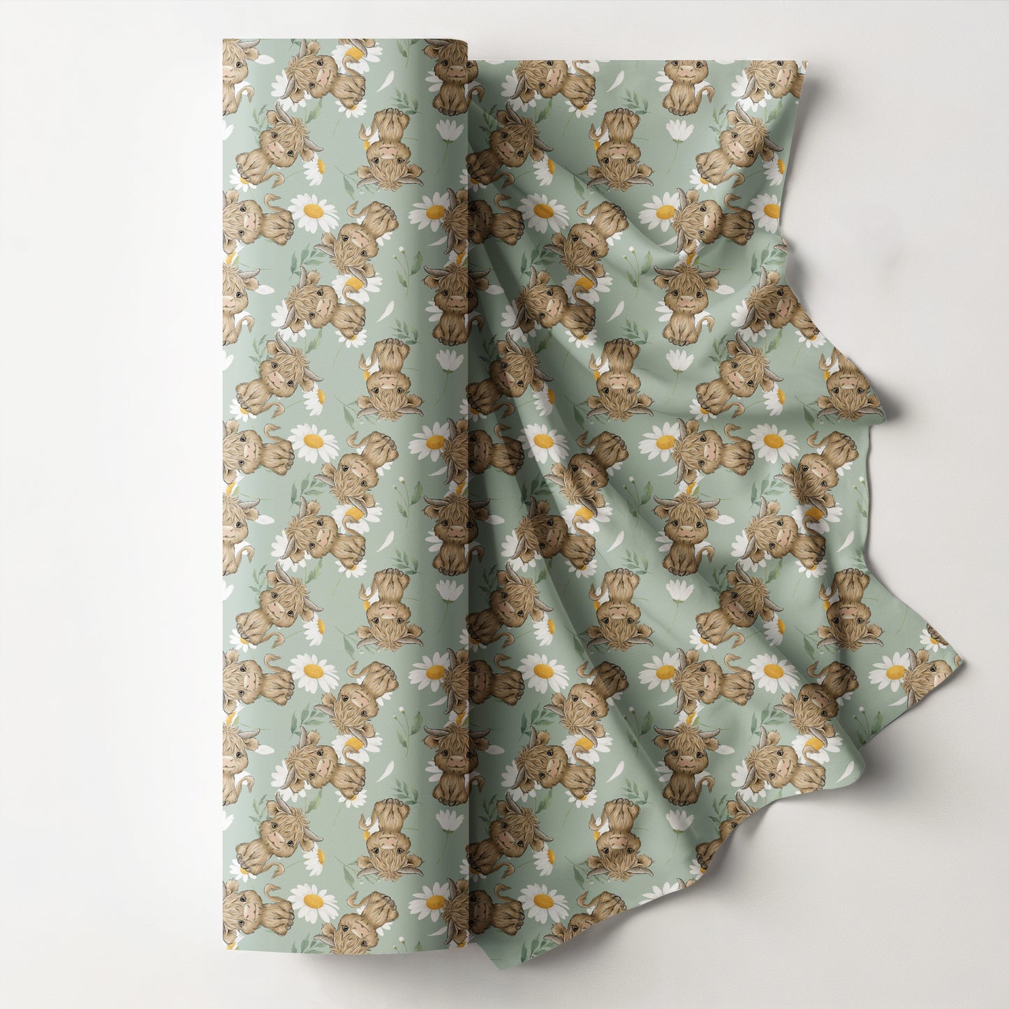 Sage floral cow