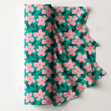 Load image into Gallery viewer, Pink dotted florals on green
